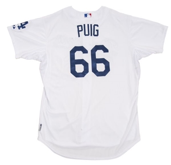 2014 Yasiel Puig Game Used Los Angeles Dodgers Home Jersey